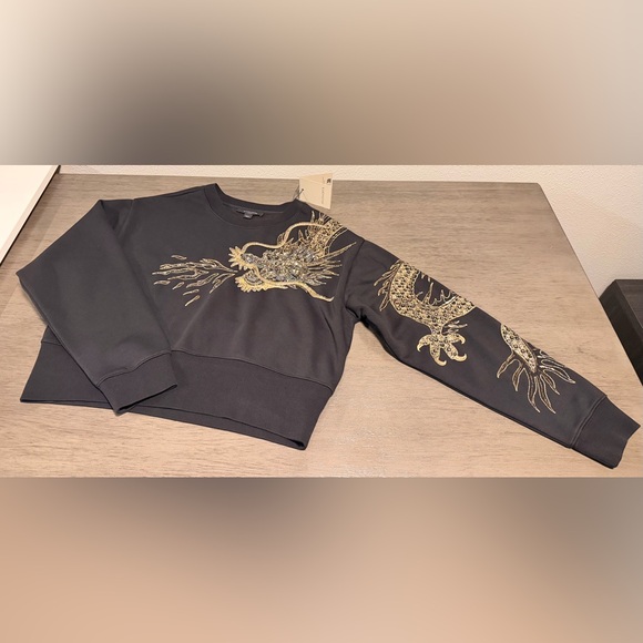 All Saints Black Dragon Separo Embellished Sweatshirt